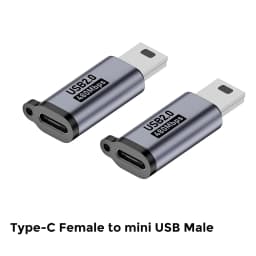 Type C Female to Mini USB Male Adapter Micro USB to USB C Adapter 480Mbps Data Transfer Fast Charging Converter for Phone