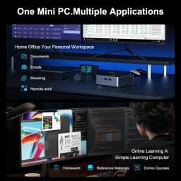 Ninkear M5 Neo Mini PC with Dual HDMI, Gigabit Ethernet, WiFi 5, Bluetooth 5.0 and USB 3.2, Intel Pentium Gold 5405U Processor, 8GB RAM, 256GB SSD, Windows 11, Compact Desktop Computer for Everyday Office Work
