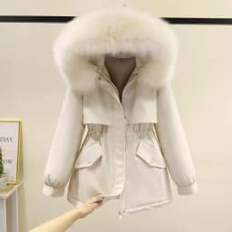 Women's Winter Warm Hooded down Jacket Coat Street Style Loose Fit Knitted Long Sleeve Mid-Length Overcoat from China