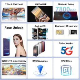 K-Touch NEW Mobile Phones For S26 Ultra Android 15 Smartphone 7.3 Inch 5G Dual Card Dual Standby Cell phone 16+48MP Camera 7800mAh Battery Face Unlocked Global Version Cellphones