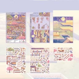 Plus Size Kawaii 3D Cartoon Full Moon Night Miniature Scene Stickers Creative DIY Handmade Scrapbook Stacking Game Stickers