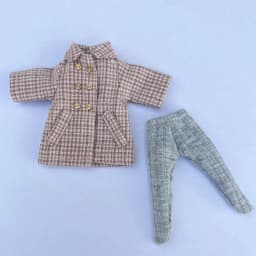 New Ob11 Clothes Plaid Windbreaker Coat Long Coat Pants Doll Warm Clothing For Molly,Gsc Body, Ymy, P9, Obitsu11, 1/12 Bjd Doll