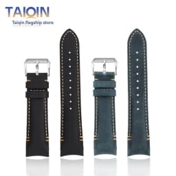 20 22mm Curved End Retro Matte Strap for Rolex Black Green Water Ghost Yacht Omega Seamaster 300 600 AT150 Leather Watch Band