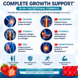 Heightener Calcium D Gummies Boost Bone Growth Reinforce Bone Strength Magnesium Zinc Growth Formula for Kids & Adults, 60 Count