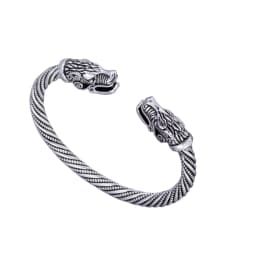Dreamtimes Men Nordic Viking Dragon Bangle Vintage Loong Head Animal Carved Open Cuff Bracelet Scandinavian Costume Accessories