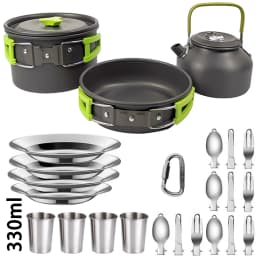 Camping Cooking Set Camping Cookware Travel Tableware Outdoor Picnic Set Teapot For 2-3 People Non-Stick Pots Assorted Sets