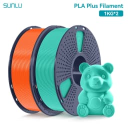 SUNLU 2Roll PLA Plus/Clear Filament 1.75mm +/- 0.02 mm 1kg Spool (2.2lbs) Neatly Arranged No Knot Filament Fit Most FDM Printer