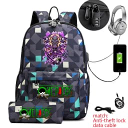One Piece Zoro Print School Backpack Anti Theft Kids Teen Bookbag with Pencil Case
