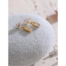 Yhpup High-Grade AAA Cubic Zirconia Rectangle Drop Earrings 2025 Stainless Steel Delicate Korean Style Daily Jewelry Gift