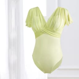 Ballet Leotards For Women V Backless Ruffles Sleeve Mesh Splice Dance Costume Gym Yoga Swimwear Leotard Elegant Bodysuit