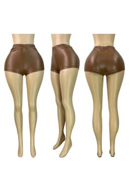 FAGADOER Sexy Leather Patchwork Shorts for Woman Solid Color High Waist Elasticity Shorts Female Streetwear Bottoms 2025 New