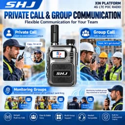 SHJ 4G LTE PoC Radio Global Network Walkie Talkie with SIM Card, Lifetime Free XIN Platform & Data, Group Private Call
