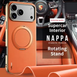Magnetic Leather for Magsafe Case for iPhone 18 17 Pro Max Air 17Pro 18Pro Ring Luxury Lens Protection Holder Phone Back Cover