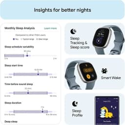Fitbit Versa 4 Smart Watch Built-in GPS Activity Tracker Heart Rate Tracker Sleep Pressure Monitoring Waterproof Smartwatch
