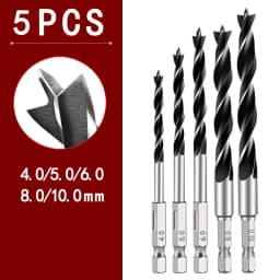 3/5/7PCS 3/4/5/6/7/8/10mm 1/4 Hexagonal Handle Three Pointed Woodworking Drill Bit Set Woodworking Hole Reaming Power Tool