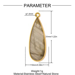 3pcs/Lot Stainless Steel Round Red Agate DIY Earring Charms Amethyst Natural Stone Necklace Pendants Woman Waterdrop Jewelry
