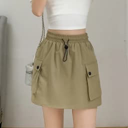 Grey Workwear High Waist A-Line Wide Leg Short Skirt for Women Thin Autumn Style Quick Dry Casual Skirt Girls Ladies