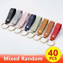 1/100pcs 8Color PU Leather Keychain Business Gift Suitable for Men and Women Car Key Strap Waist Wallet Keychains and Keyrings