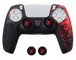 Anti-Slip Controller Skin Shell for PS5 Controller Silicone Cover Case with Rubber Thumb Grip Gaps and Touch Pad Sticker For PS5