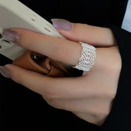 PANJBJ  925 Sterling Silver Double Layer Ring for Women Girl Gift Geometry Hollowing Out Minimalism Fashion Jewelry Wholesale