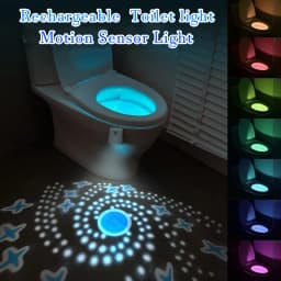 Toilet Night Light Motion Sensor Light with Star Projector 7 Color Rechargeable Decoration LED Night Lamp For Bathroom Washroom