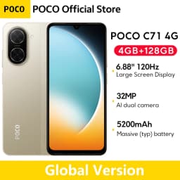 Global Version POCO C71 Smartphone UNISOC T7250 Processor Immersive 6.88" Display 32MP Al Dual Camera 15W Charging 5200mAh