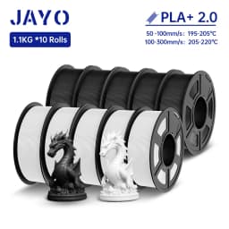 JAYO 3D Filament PLA + 2.0 10 Rolls Upgrade PLA plus 3D Printer Filament Neatly 3D Printing Material For FDM Multicolor