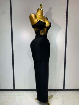 Fashion Black Spaghetti Strap Maxi Long Bandage Dress Mesh Cut Out Elegant Celebirty Bodycon Evening Club Party Birthday Dresses