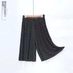 Summer Thin Casual Pants Ice Silk Elastic Waist Five-Point Pants Floral Print High Waist Skirt Pants for Middle-Aged Women