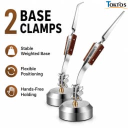 TOKTOS Third Hand Helping Hands Tool Weighted Base Self Closing Tweezers 360° Adjustable Jewelry Repair Holding Tool