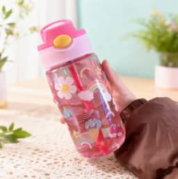 Kids Water Sippy Cup Kids 480ml Water Bottle with Straw and Handle Portable Drinking Bottle Cup Children