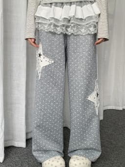 Y2k Aesthetics Preppy Style Straight Pants Polka Dot Star Patchwork Casual Pantalones Mujer Punk Harajuku Loose Women's Clothing