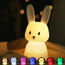 GGbingo Silicone Rabbit LED Night Light with Touch Sensor Cute Animal Table Lamp for Bedroom Decor Gift for Kids Baby Child Home