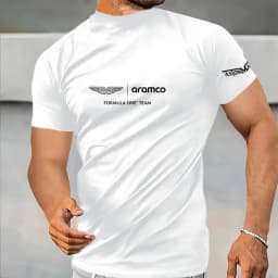 Aston Martin F1 summer new mock neck short-sleeve T-shirt, quick-drying sport top for fitness, running and body shaping