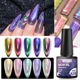 Mtssii Reflective Glitter Gel Nail Polish 6ML Galaxy Chameleon Cat Eye Gel Nail Art Magnetic Varnish Semi Permanent Base Top Gel