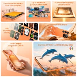 OUKITEL P2 PLUS 5G Smartphone Global Version 36(12+24)GB+256GB ESIM 6.7' AMOLED Ultra-thin 7.7mm 1.81' Dual Screen NFC Phone