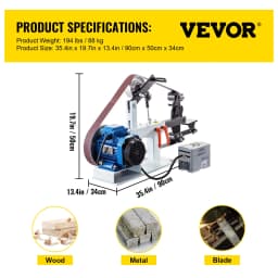 VEVOR Bench Sander Electric Belt Sander Belt Grinder Machine 1.5KW 2X82in Variable Speed 3 Mode for Tool Polishing Knife Making