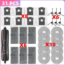 Fit For (Mova P50 PRO ULTRA/P50 Ultra, Dreame X40 Ultra/L40 Ultra/L30s Pro Ultra Heat) Tricut Roller Brush Filter Mop Cloth Bag