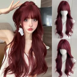 OLACARE Long Body Wave Black Brown Purple Cosplay Wigs Heat Resistant Synthetic Wigs Middle Part Natural Lolita LM Wigs Women