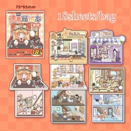 4 Styles Mini Scenery Sticker Book DIY Handbook Material Miniature Scene Visual Stacking Stickers Stationery for Gift Birthday