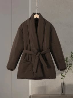 2026 Newly Upgraded Larger Cut Thicker Fabric Padded Coat Long Sleeve V-neck Tie Waist Women Coats Winter Commute Chic Outfit