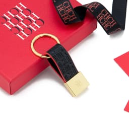 CH Embossed Monogram Leather Keychain Gold Plated Key Ring Luxury Stylish Key Holder Gift Daily Use Fashion Accessory Trendy