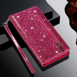 Wallet Glitter Zipper Flip Leather Case For Samsung Galaxy S25 Edge S24 S23 S22 Ultra S21/S20 FE A15 A16 A17 A35 A36 A54 A55 A56