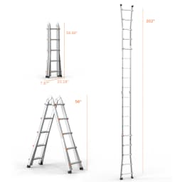 SucceBuy Telescoping Ladder A Frame Compact Aluminum Extension Ladder Multi-Function Portable Collapsible RV Ladder for Homework