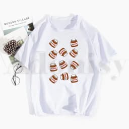 Cute Bread and Nutella Kawaii Aesthetic T Shirts Tops Tees Men Women Short Sleeve Casual T Shirt Streetwear Funny