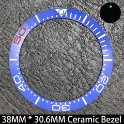 Sloping 38mm * 30.6mm Ceramic/Aluminum Blue Luminous Bezel GMT and Diving Watch Insert Fit for 40mm Watch Case Replacement Watch