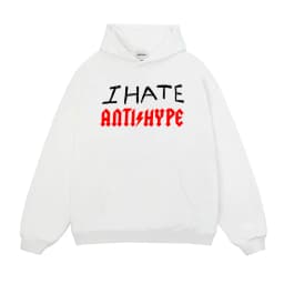 Harajuku Oversized Pullover Men's Hoodies I HATE ANTIHYPE Graphic Print Goth Hooded Sweatshirt Hip Hop Fashion Clothing Y2k Tops