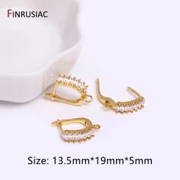 Earring Making Supplies Gold Plated Zircon Earwire Earring Hooks DIY Women Earring Jewelry Making Accessories Wholesale
