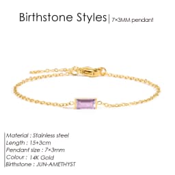 EMANCO Stainless Steel Bangle 7*3MM Square Birthstone Bracelet Sparkling High-end Rhinestone Accessories Gift