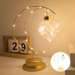 GGbingLED Light Moon Shape Design Home Decoration Star Light Indoor Ornament Small LED Night Lamp Heart Iron Material for Gift